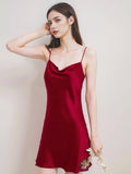 Satin Draped 100% Pure Silk Mini Night Dress